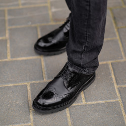 Eleganckie buty męskie 972 czarne florantic kombinowane