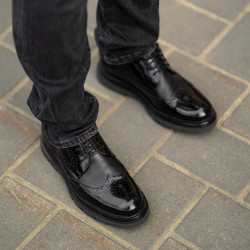 Eleganckie buty męskie 972 czarne florantic kombinowane