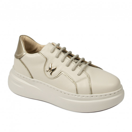 Damskie buty sportowe 6077 beżowe kombinowane
