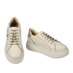 Damskie buty sportowe 6077 beżowe kombinowane