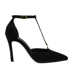 Eleganckie buty damskie 1323 czarny welur