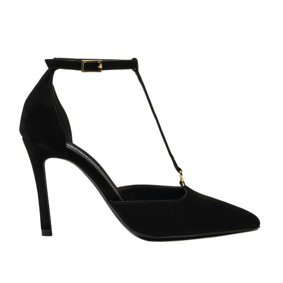 Eleganckie buty damskie 1323 czarny welur