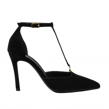 Eleganckie buty damskie 1323 czarny welur