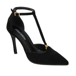 Eleganckie buty damskie 1323 czarny welur
