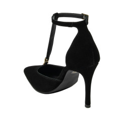 Eleganckie buty damskie 1323 czarny welur