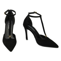 Eleganckie buty damskie 1323 czarny welur