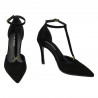 Eleganckie buty damskie 1323 czarny welur