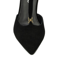 Eleganckie buty damskie 1323 czarny welur