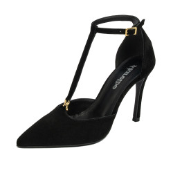 Eleganckie buty damskie 1323 czarny welur
