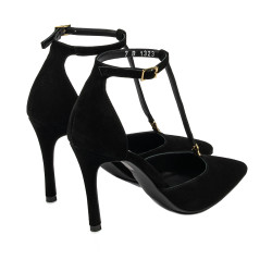 Eleganckie buty damskie 1323 czarny welur
