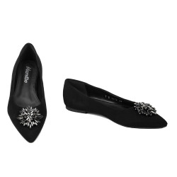 Damskie baleriny 1313 czarny welur