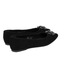 Damskie baleriny 1313 czarny welur