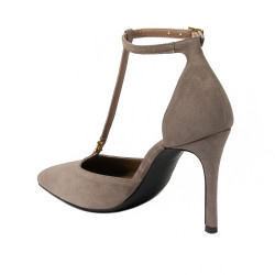 Eleganckie buty damskie 1323 welur piaskowy