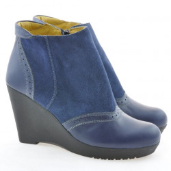 Damskie botki 3268 indigo zamsz kombinowany