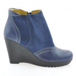 Damskie botki 3268 indigo zamsz kombinowany