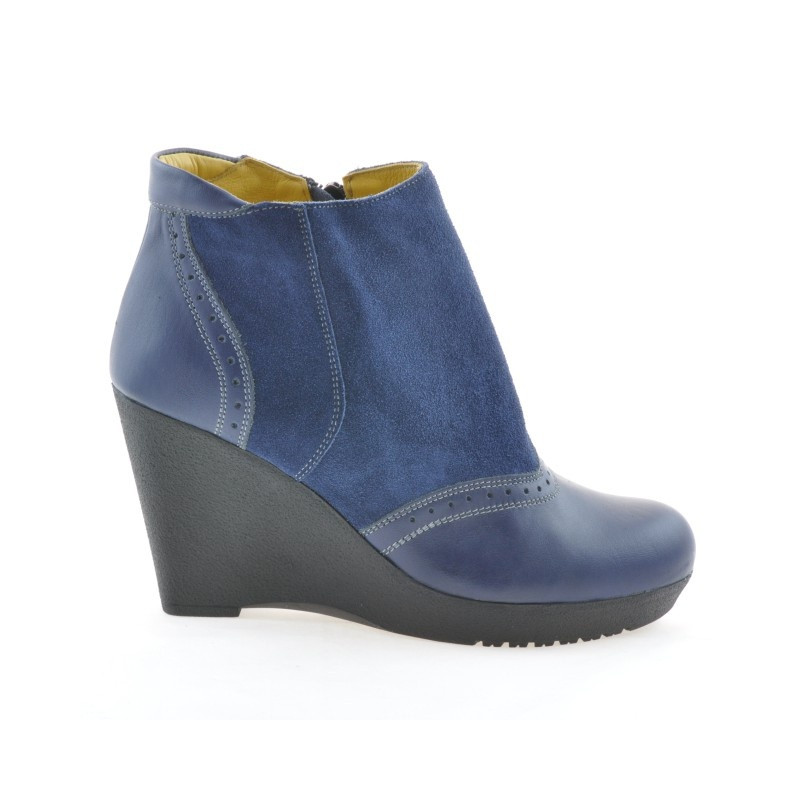 Damskie botki 3268 indigo zamsz kombinowany