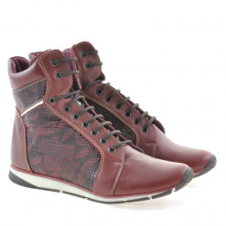 Botki damskie 3275 bordo kombinowane