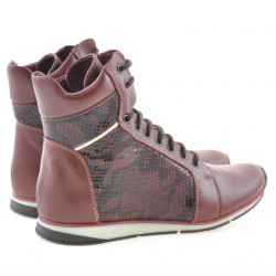 Botki damskie 3275 bordo kombinowane