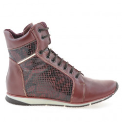 Botki damskie 3275 bordo kombinowane