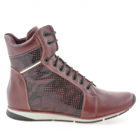 Botki damskie 3275 bordo kombinowane