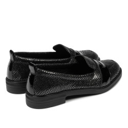 Damskie buty casual/eleganckie 6037 czarny perłowy połączony