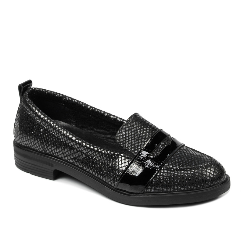 Damskie buty casual/eleganckie 6037 czarny perłowy połączony