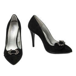 Eleganckie damskie buty 1279 czarne zamszowe