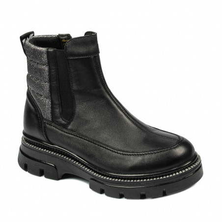 Kobiety botki 3357 czarno kombinowane