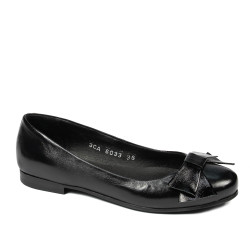 Baleriny damskie 6033 czarne kombinowane