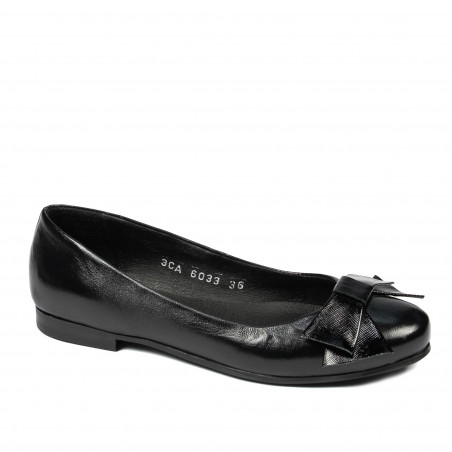 Baleriny damskie 6033 czarne kombinowane