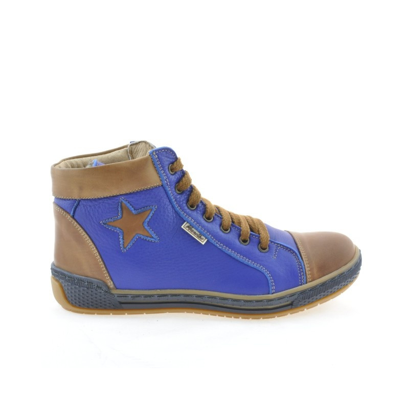 Damskie botki 3274 indigo+brązowe
