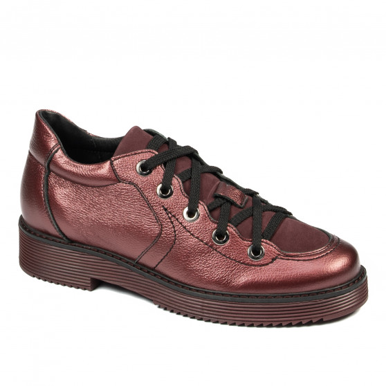 Damskie buty casual 6026 bordo perła kombinowana