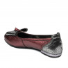 Baletki damskie 6014 bordo perłowy kombinowany