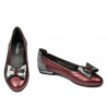 Baletki damskie 6014 bordo perłowy kombinowany