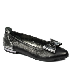 Damskie baleriny 6014 czarny kombinowany