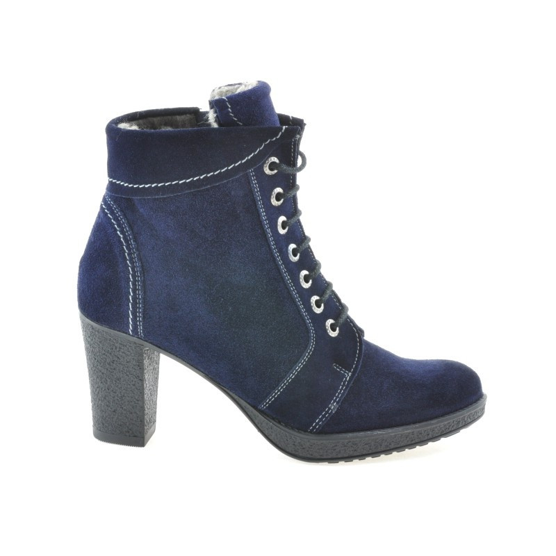 Damskie botki 3231 welur indygo