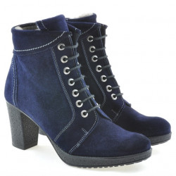 Damskie botki 3231 welur indygo