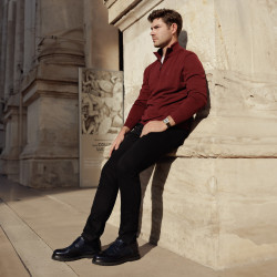 Eleganckie buty męskie 972 lakierowane indygo kombinowane lifestyle