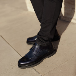 Eleganckie buty męskie 972 lakierowane indygo kombinowane lifestyle