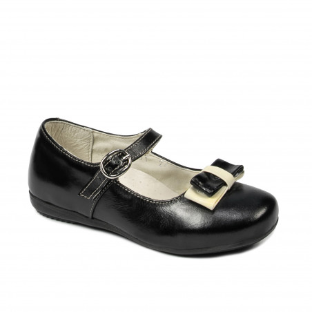 Buty dziecięce 51c lakierowane czarne+beżowe