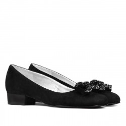 Eleganckie/casualowe buty damskie 1290 czarny zamsz