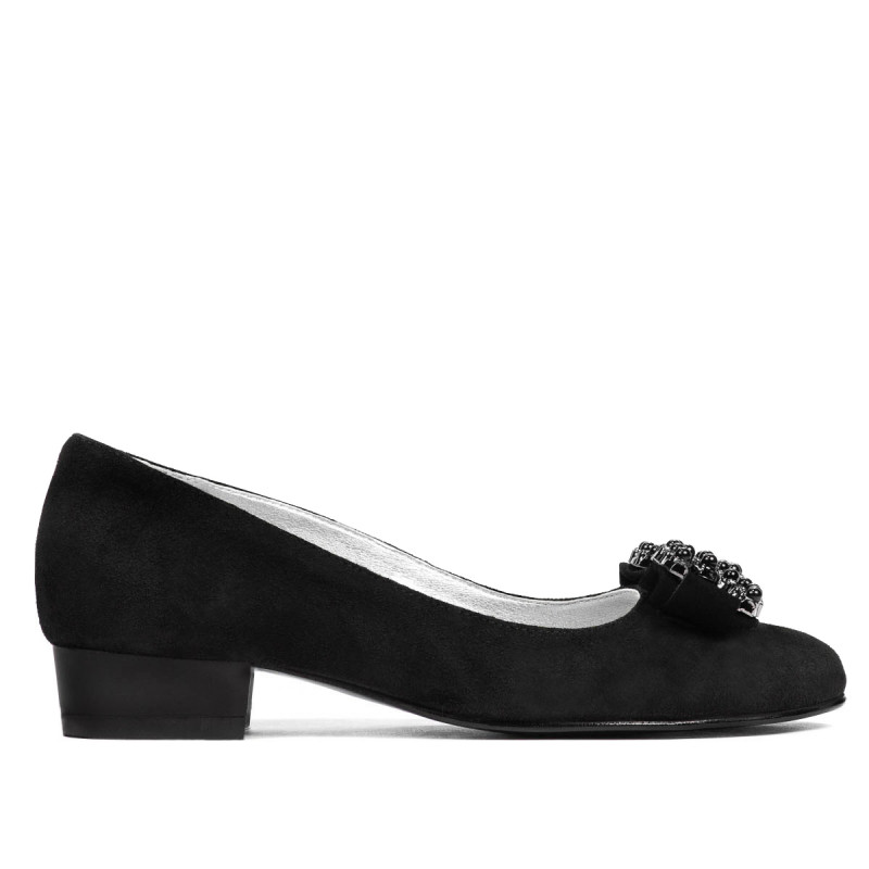 Eleganckie/casualowe buty damskie 1290 czarny zamsz