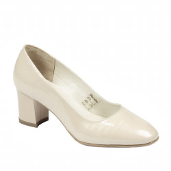 Eleganckie damskie buty 1268 lakierowana kość słoniowa