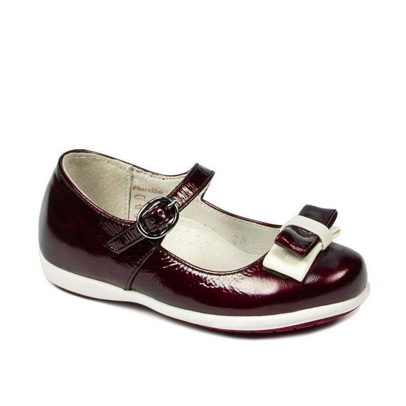 Buty dziecięce 51c lakier bordowy+biały