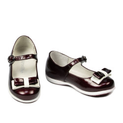 Buty dziecięce 51c lakier bordowy+biały