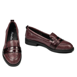 Damskie buty casual/eleganckie 6037 bordo perłowe kombinowane