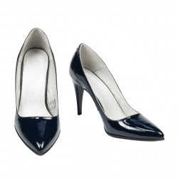 Eleganckie buty damskie 1246 lakierowane indygo