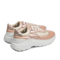 Damskie buty sportowe 6015 pudrowe perłowe kombinowane