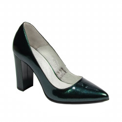 Eleganckie buty damskie 1261 lakierowane zielone perłowe