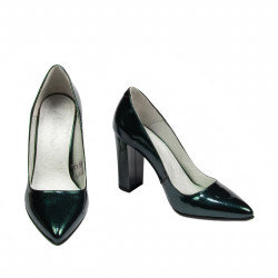 Eleganckie buty damskie 1261 lakierowane zielone perłowe